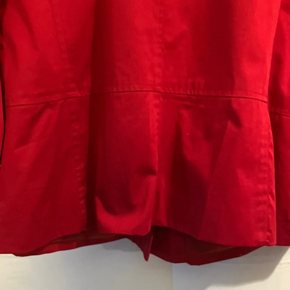 Talbots Women’s Red 3/4 Sleeve HiddenSnap Front 16WP Ruffle Hem Blazer-Jacket